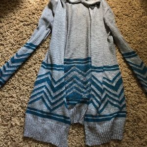 Gray and blue long cardigan